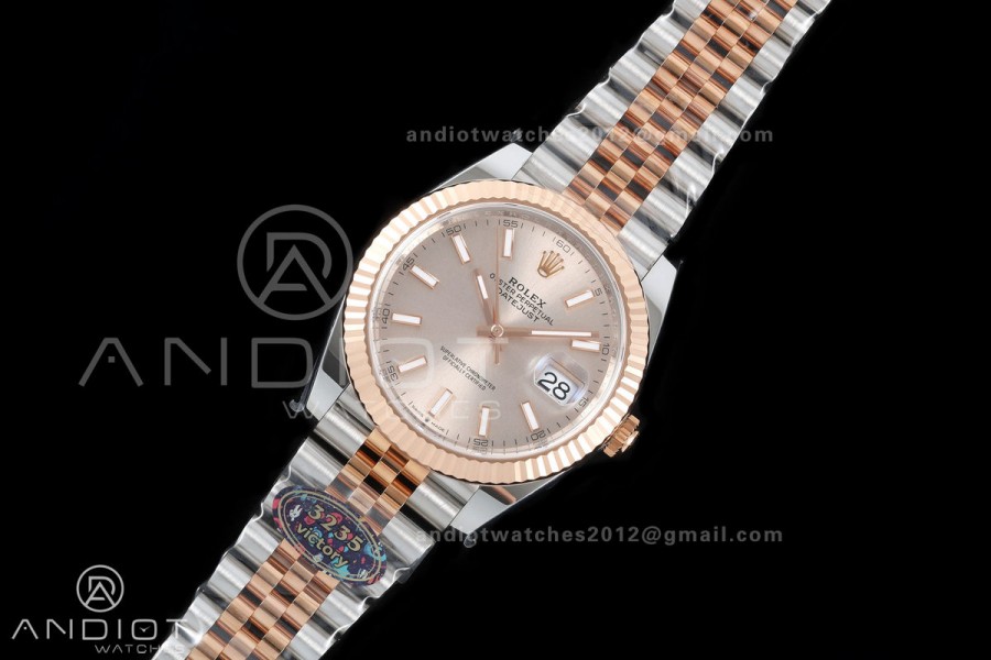 DateJust 41 126331 904L SS/RG VF 1:1 Best Edition RG Stick Dial on Jubilee Bracelet DD3235