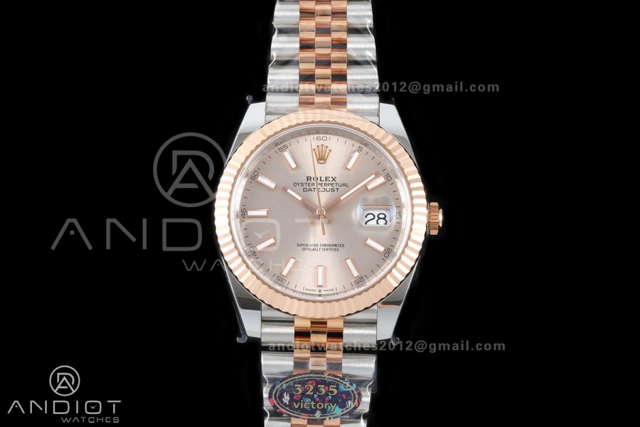 DateJust 41 126331 904L SS/RG VF 1:1 Best Edition RG Stick Dial on Jubilee Bracelet DD3235