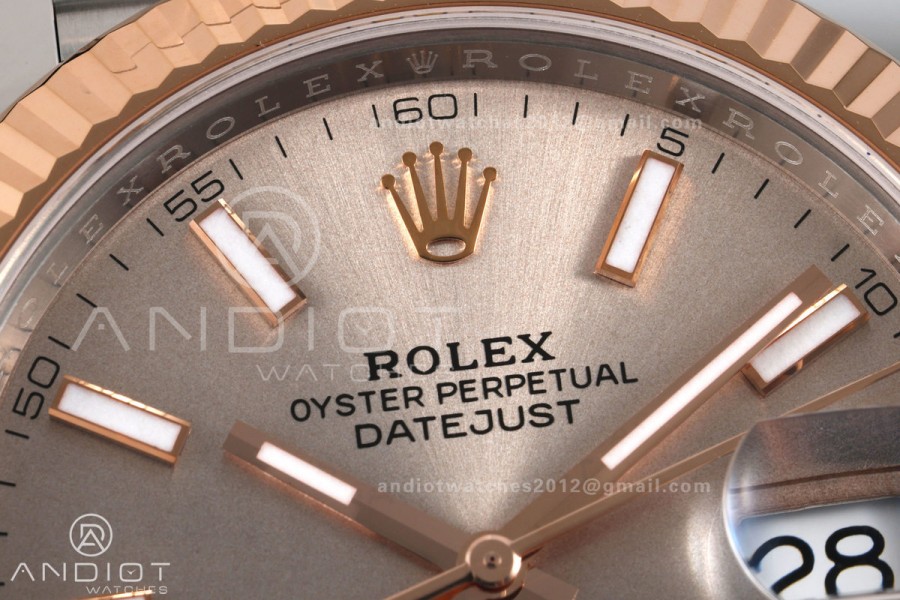DateJust 41 126331 904L SS/RG VF 1:1 Best Edition RG Stick Dial on Jubilee Bracelet DD3235