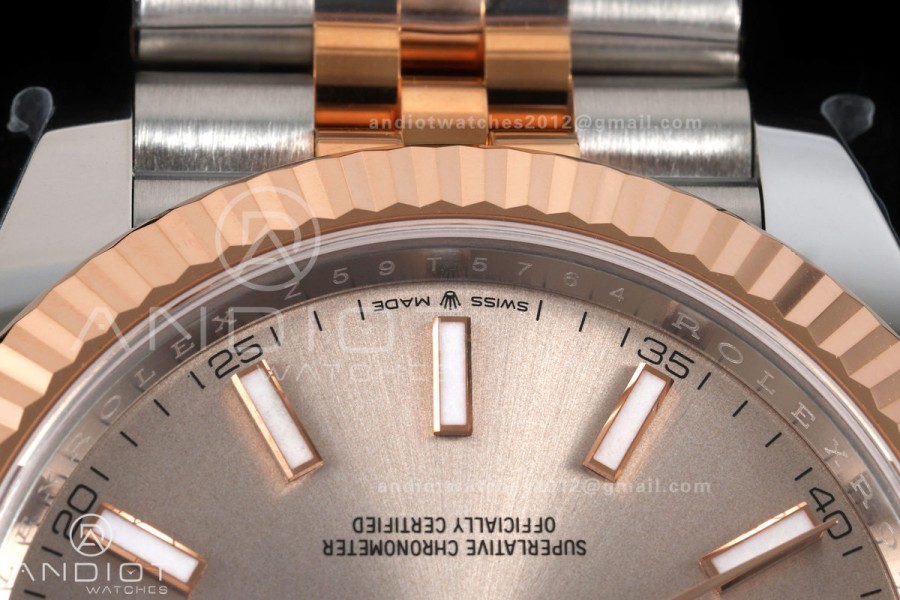 DateJust 41 126331 904L SS/RG VF 1:1 Best Edition RG Stick Dial on Jubilee Bracelet DD3235