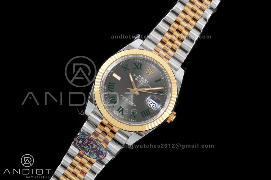 DateJust 41 126333 904L SS/YG VF 1:1 Best Edition Gray Dial Green Roman on Jubilee Bracelet DD3235