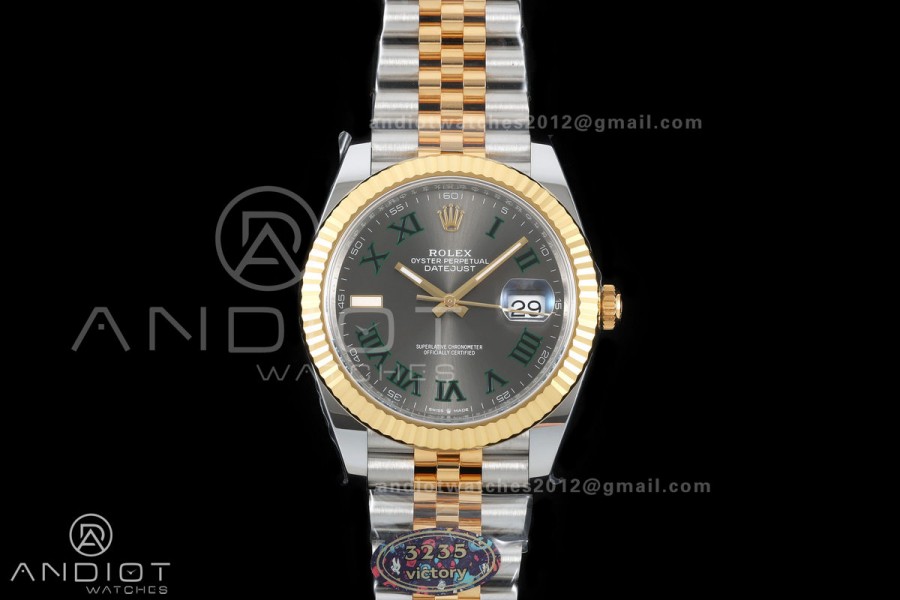 DateJust 41 126333 904L SS/YG VF 1:1 Best Edition Gray Dial Green Roman on Jubilee Bracelet DD3235