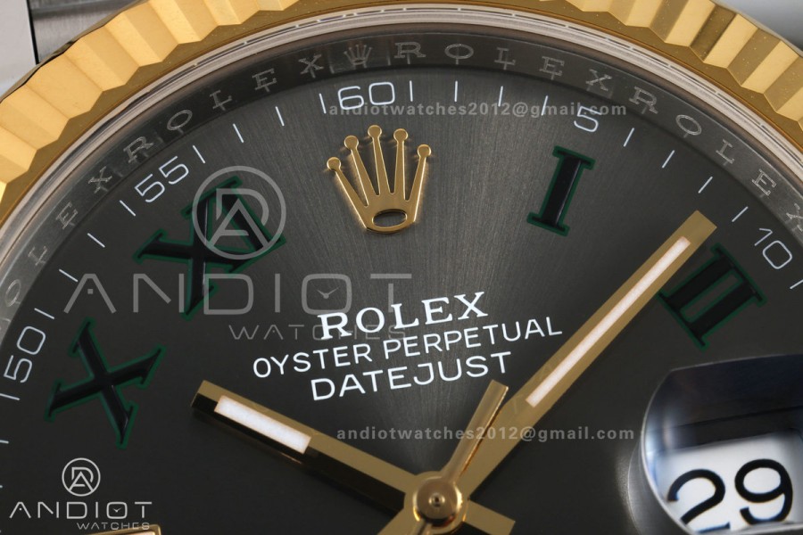 DateJust 41 126333 904L SS/YG VF 1:1 Best Edition Gray Dial Green Roman on Jubilee Bracelet DD3235