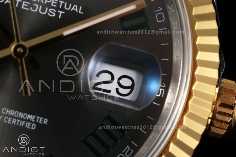 DateJust 41 126333 904L SS/YG VF 1:1 Best Edition Gray Dial Green Roman on Jubilee Bracelet DD3235
