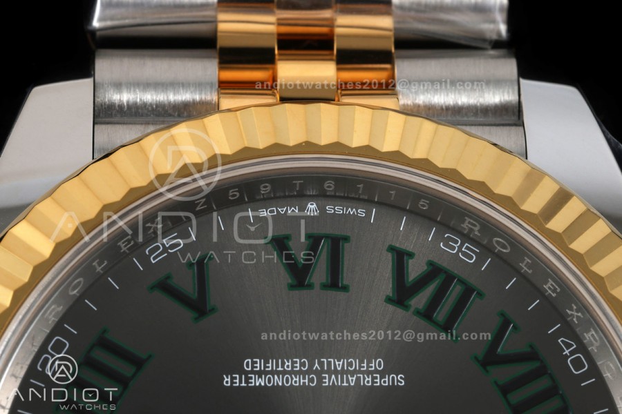 DateJust 41 126333 904L SS/YG VF 1:1 Best Edition Gray Dial Green Roman on Jubilee Bracelet DD3235
