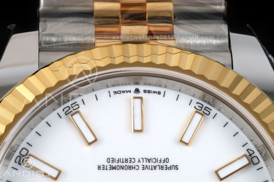 DateJust 41 126333 904L SS/YG VF 1:1 Best Edition White Stick Dial on Jubilee Bracelet DD3235