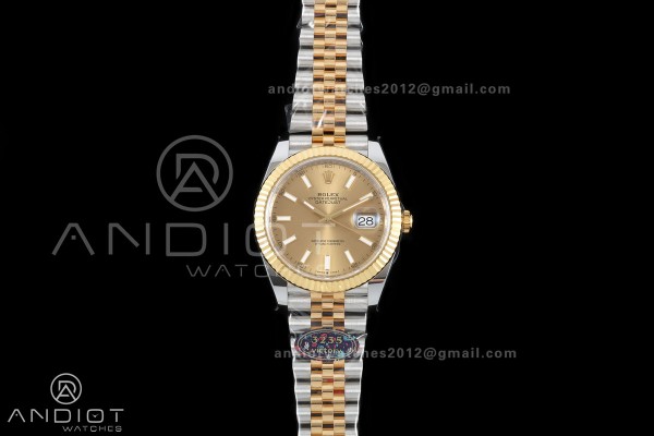 DateJust 41 126333 904L SS/YG VF 1:1 Best Edition YG Stick Dial on Jubilee Bracelet DD3235