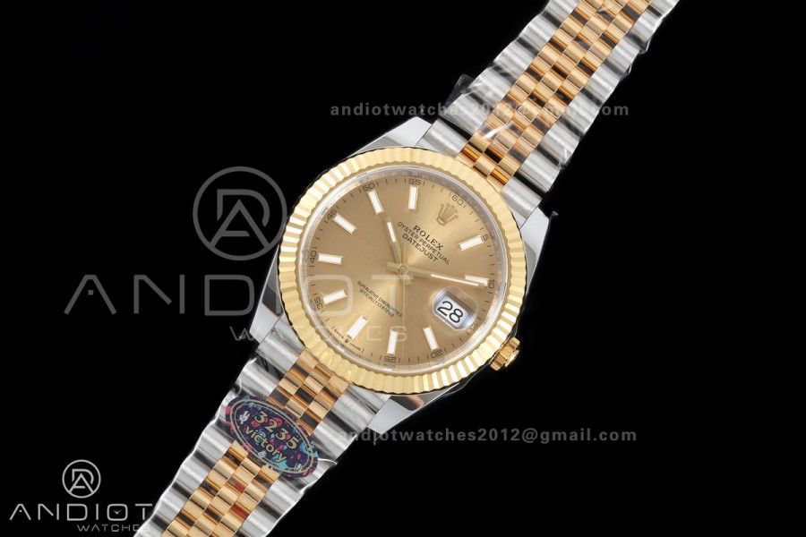 DateJust 41 126333 904L SS/YG VF 1:1 Best Edition YG Stick Dial on Jubilee Bracelet DD3235