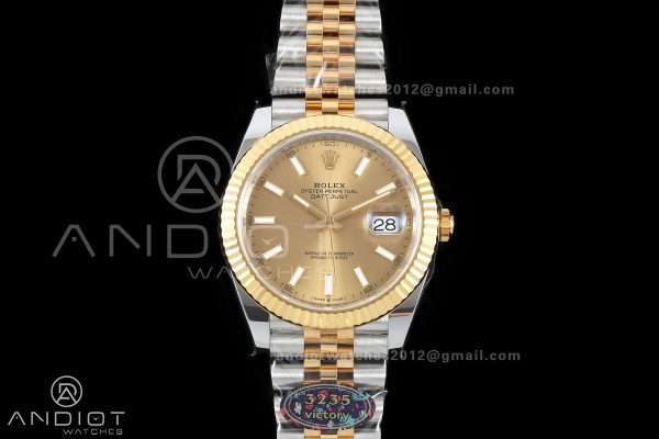 DateJust 41 126333 904L SS/YG VF 1:1 Best Edition YG Stick Dial on Jubilee Bracelet DD3235