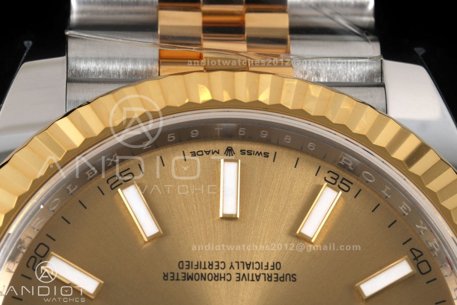 DateJust 41 126333 904L SS/YG VF 1:1 Best Edition YG Stick Dial on Jubilee Bracelet DD3235