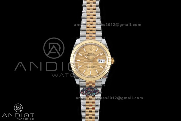 DateJust 41 126333 904L SS/YG VF 1:1 Best Edition YG Textured Stick Dial on Jubilee Bracelet DD3235