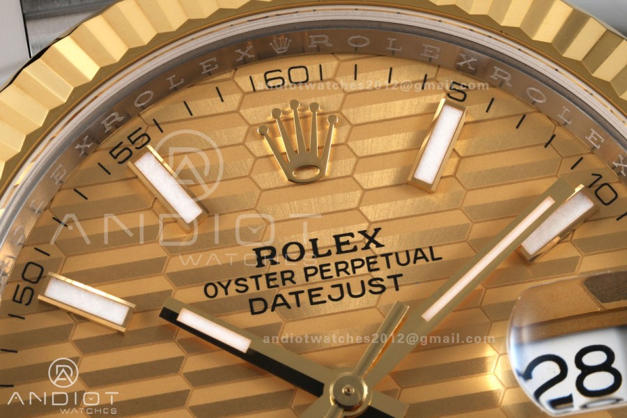 DateJust 41 126333 904L SS/YG VF 1:1 Best Edition YG Textured Stick Dial on Jubilee Bracelet DD3235