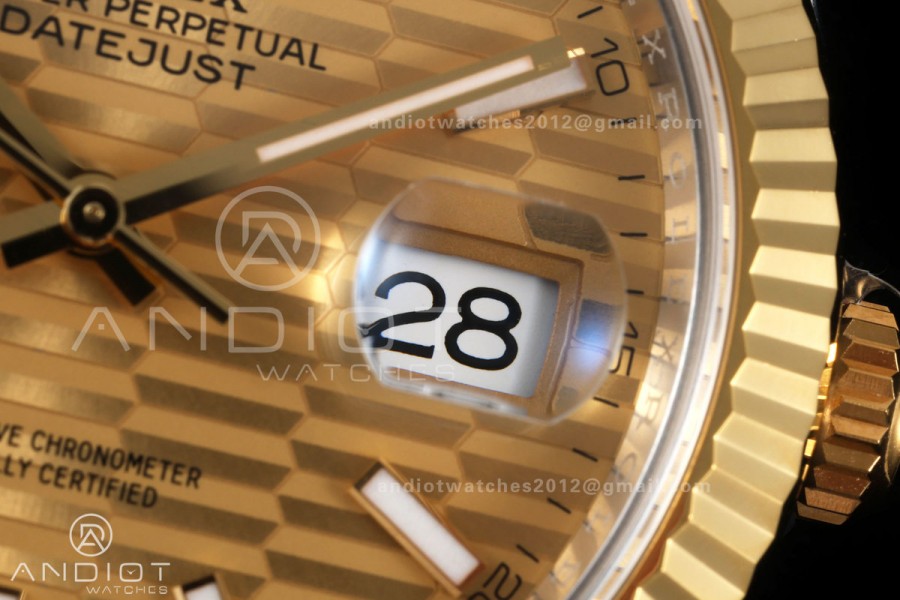 DateJust 41 126333 904L SS/YG VF 1:1 Best Edition YG Textured Stick Dial on Jubilee Bracelet DD3235