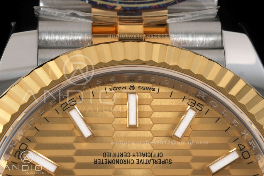 DateJust 41 126333 904L SS/YG VF 1:1 Best Edition YG Textured Stick Dial on Jubilee Bracelet DD3235