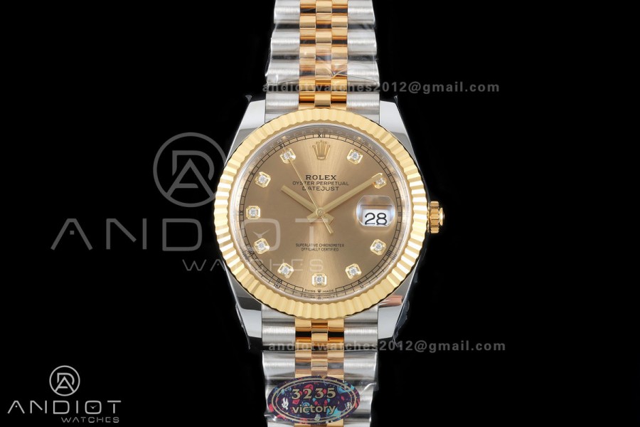 DateJust 41 126333 904L SS/YG VF 1:1 Best Edition YG Diamonds Dial on Jubilee Bracelet DD3235