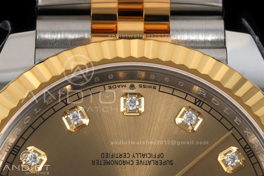 DateJust 41 126333 904L SS/YG VF 1:1 Best Edition YG Diamonds Dial on Jubilee Bracelet DD3235