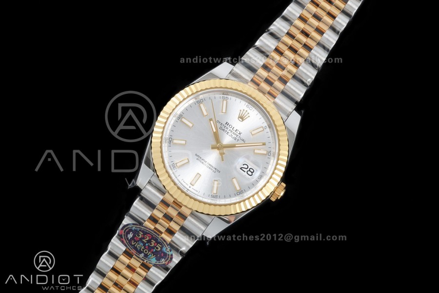 DateJust 41 126333 904L SS/YG VF 1:1 Best Edition Silver Stick Dial on Jubilee Bracelet DD3235