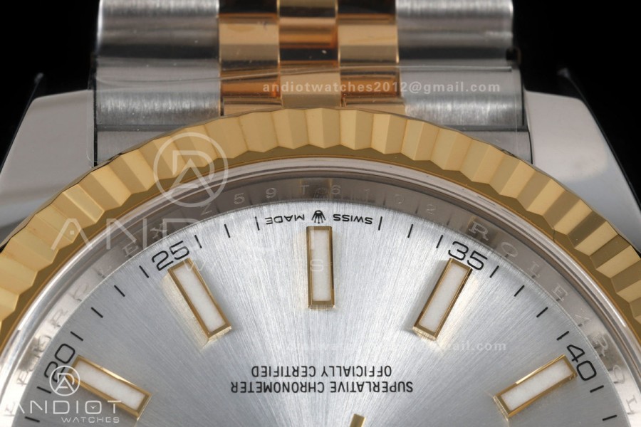 DateJust 41 126333 904L SS/YG VF 1:1 Best Edition Silver Stick Dial on Jubilee Bracelet DD3235