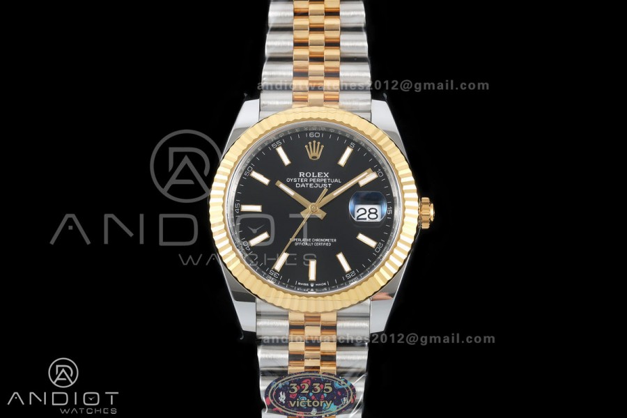 DateJust 41 126333 904L SS/YG VF 1:1 Best Edition Black Stick Dial on Jubilee Bracelet DD3235
