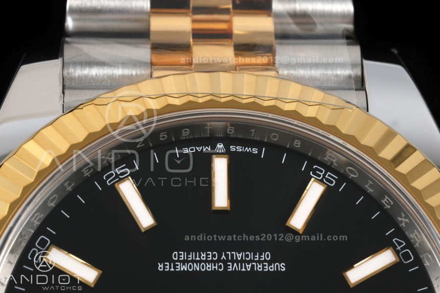 DateJust 41 126333 904L SS/YG VF 1:1 Best Edition Black Stick Dial on Jubilee Bracelet DD3235