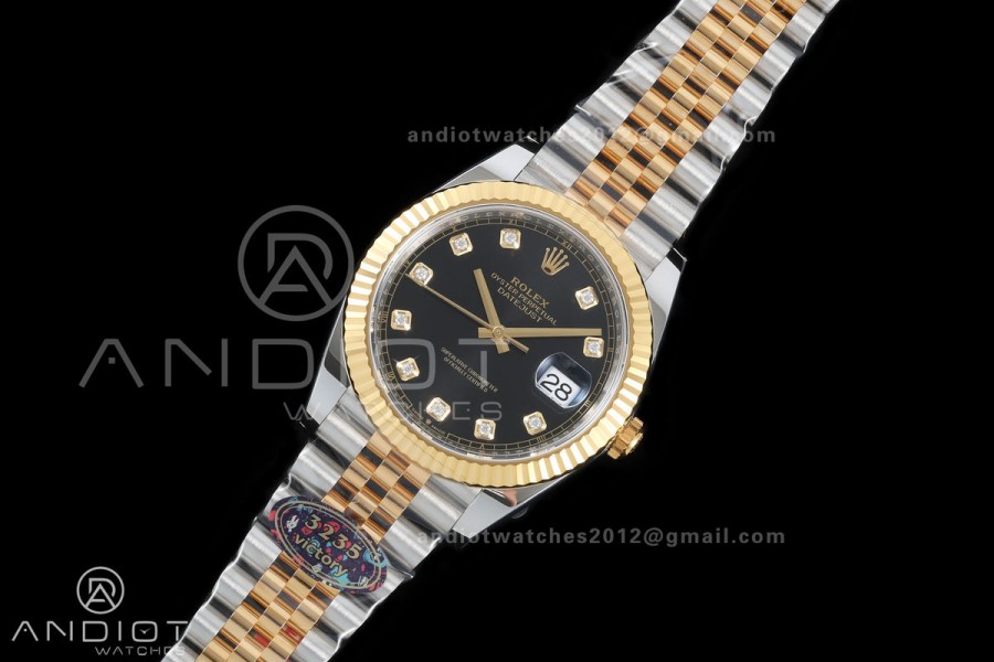 DateJust 41 126333 904L SS/YG VF 1:1 Best Edition Black Diamonds Dial on Jubilee Bracelet DD3235