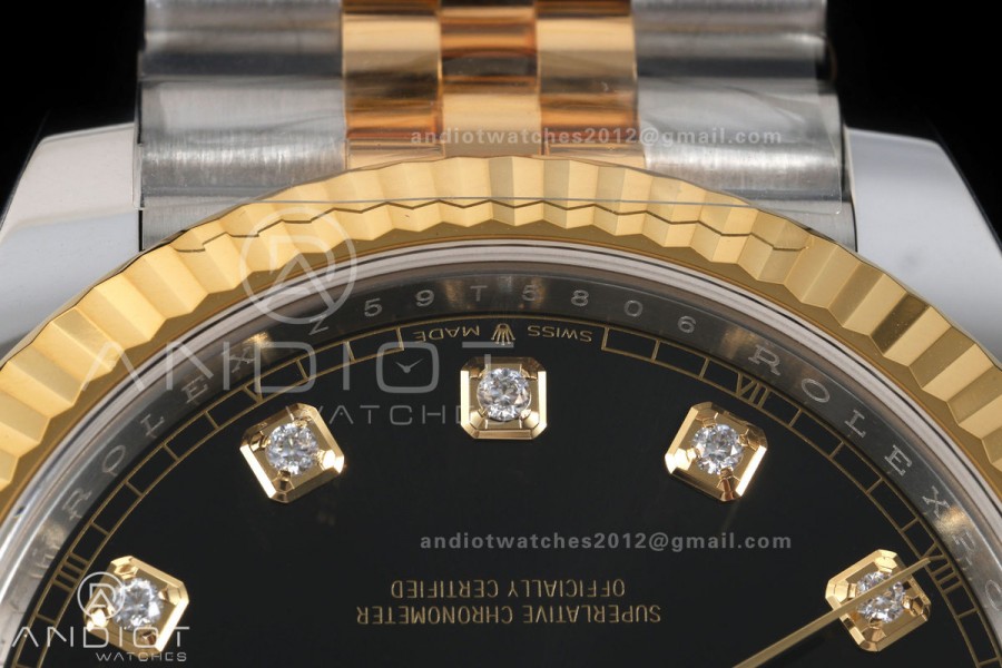 DateJust 41 126333 904L SS/YG VF 1:1 Best Edition Black Diamonds Dial on Jubilee Bracelet DD3235