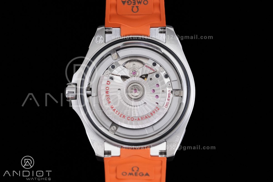 Planet Ocean 600M 42mm SS VS+F 1:1 Best Edition Black Dial Orange Bezel on Orange Rubber Strap A8912