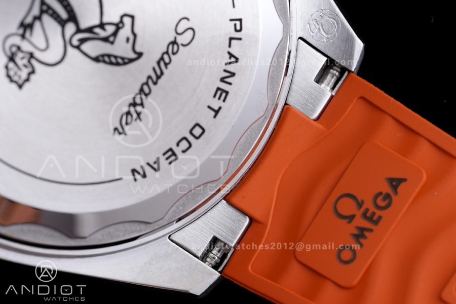 Planet Ocean 600M 42mm SS VS+F 1:1 Best Edition Black Dial Orange Bezel on Orange Rubber Strap A8912