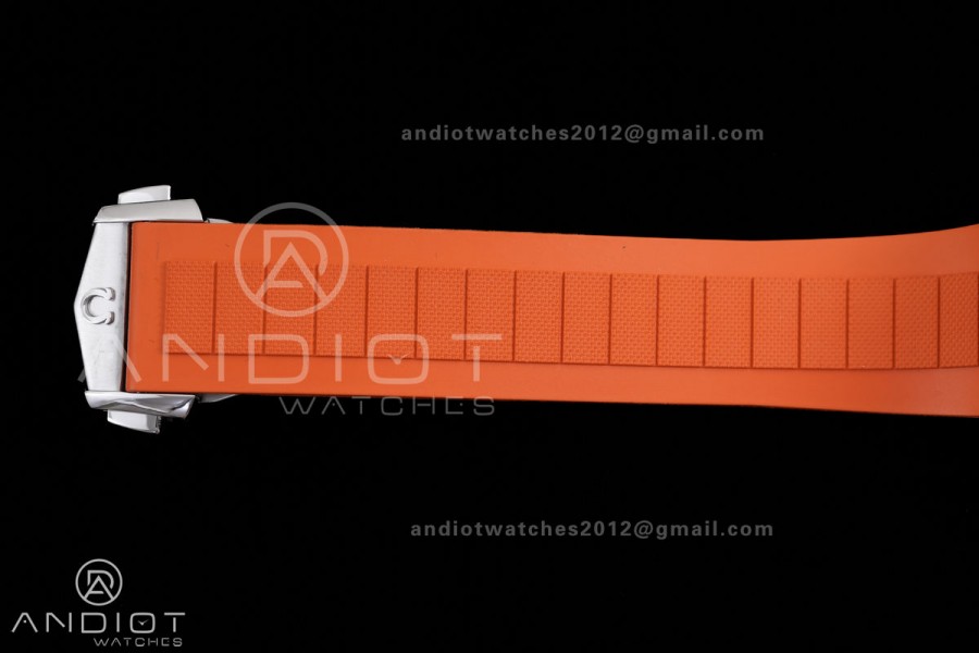 Planet Ocean 600M 42mm SS VS+F 1:1 Best Edition Black Dial Orange Bezel on Orange Rubber Strap A8912