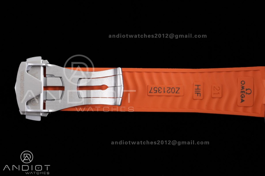 Planet Ocean 600M 42mm SS VS+F 1:1 Best Edition Black Dial Orange Bezel on Orange Rubber Strap A8912