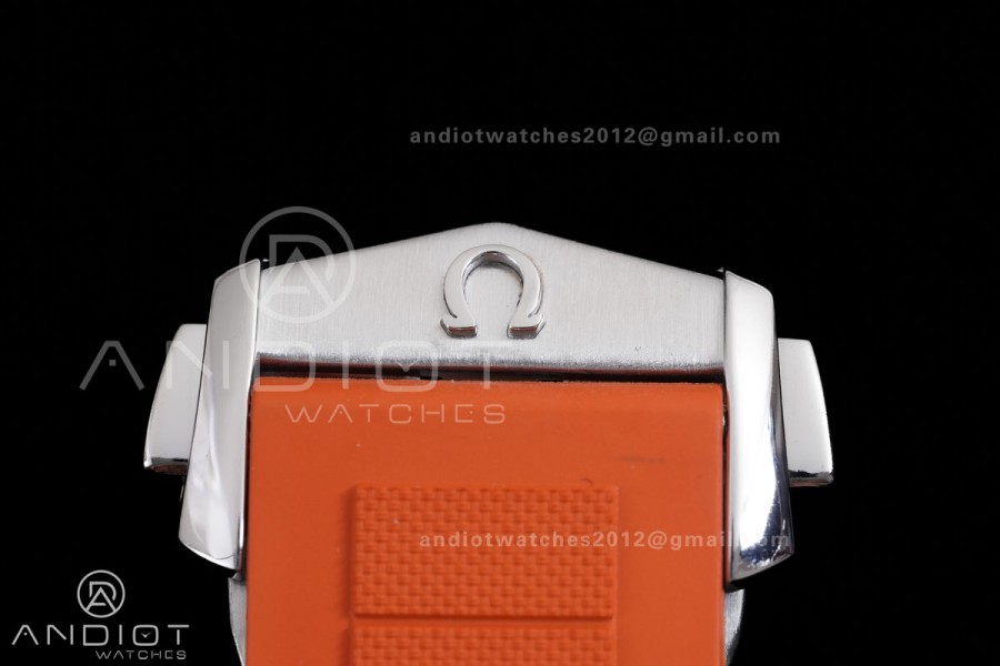 Planet Ocean 600M 42mm SS VS+F 1:1 Best Edition Black Dial Orange Bezel on Orange Rubber Strap A8912