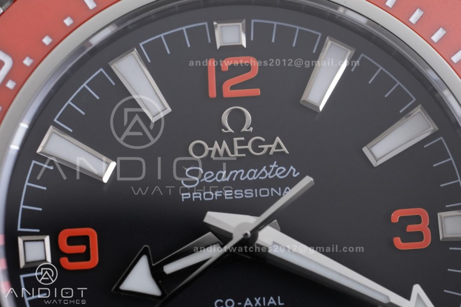 Planet Ocean 600M 42mm SS VS+F 1:1 Best Edition Black Dial Orange Bezel on Black Rubber Strap A8912