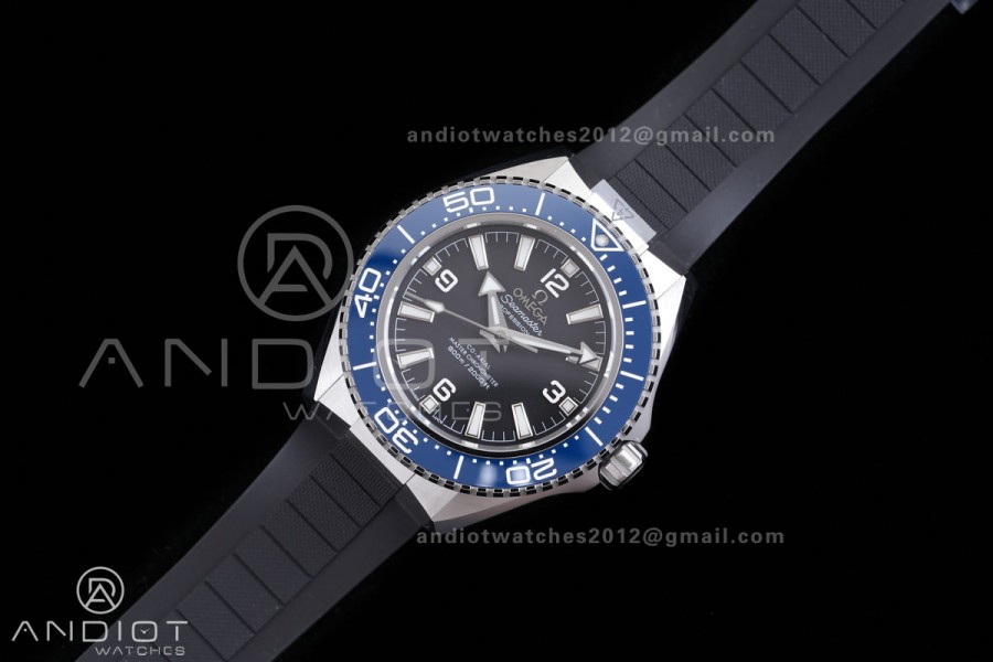 Planet Ocean 600M 42mm SS VS+F 1:1 Best Edition Black Dial Blue Bezel on Black Rubber Strap A8912
