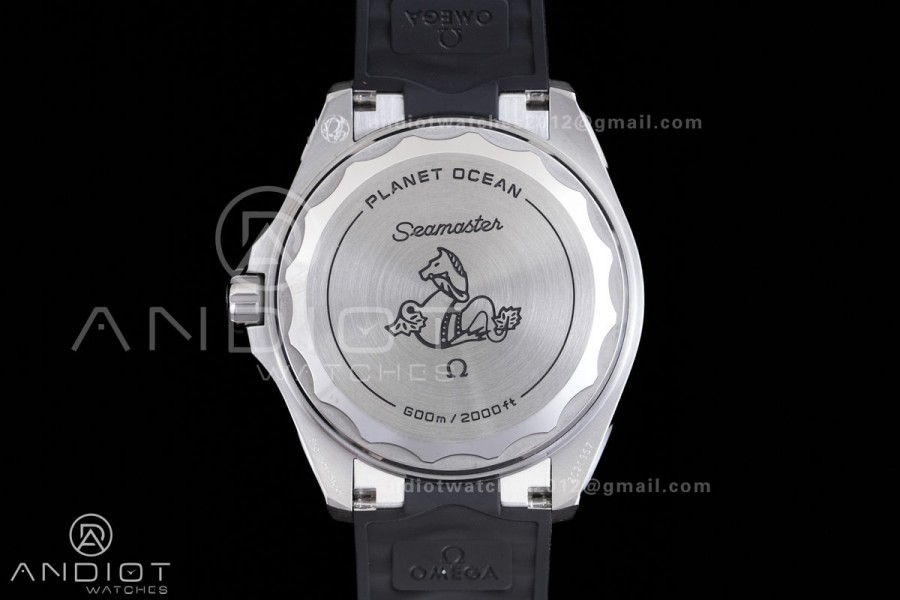 Planet Ocean 600M 42mm SS VS+F 1:1 Best Edition Black Dial Blue Bezel on Black Rubber Strap A8912