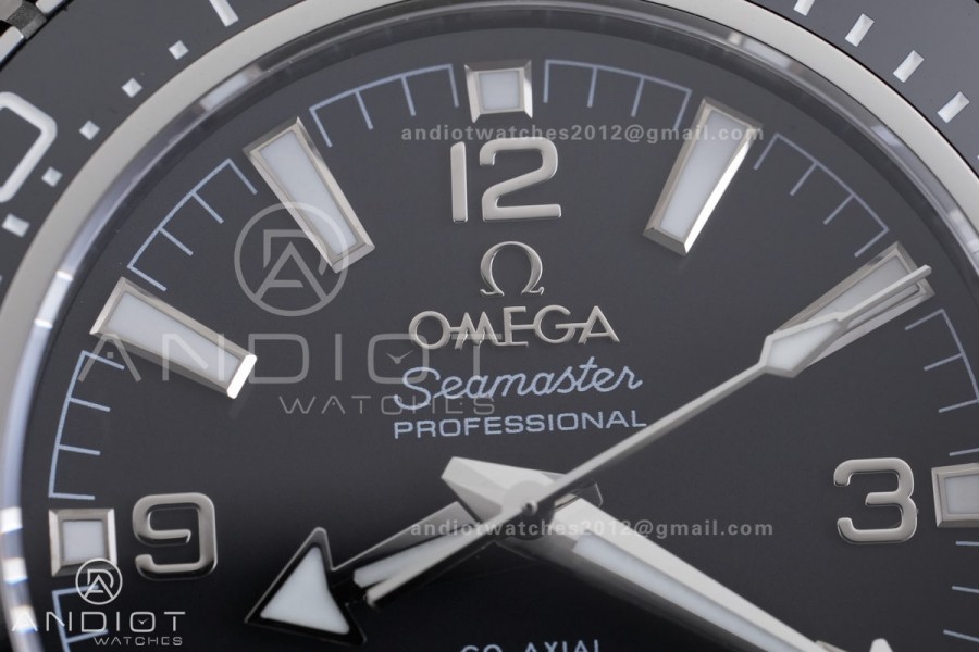 Planet Ocean 600M 42mm SS VS+F 1:1 Best Edition Black Dial Black Bezel on Black Rubber Strap A8912
