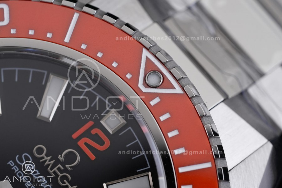 Planet Ocean 600M 42mm SS VS+F 1:1 Best Edition Black Dial Orange Bezel on SS Bracelet A8912