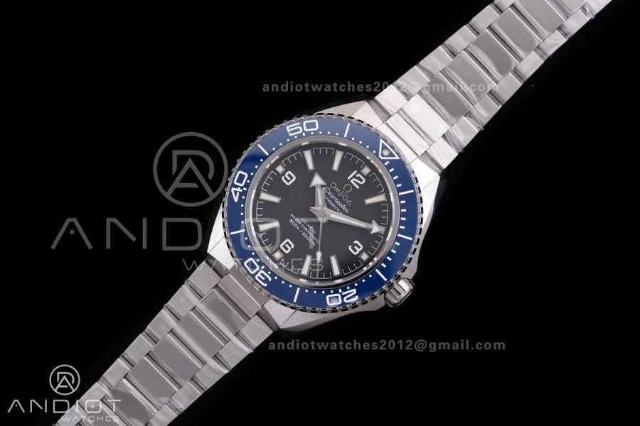 Planet Ocean 600M 42mm SS VS+F 1:1 Best Edition Black Dial Blue Bezel on SS Bracelet A8912