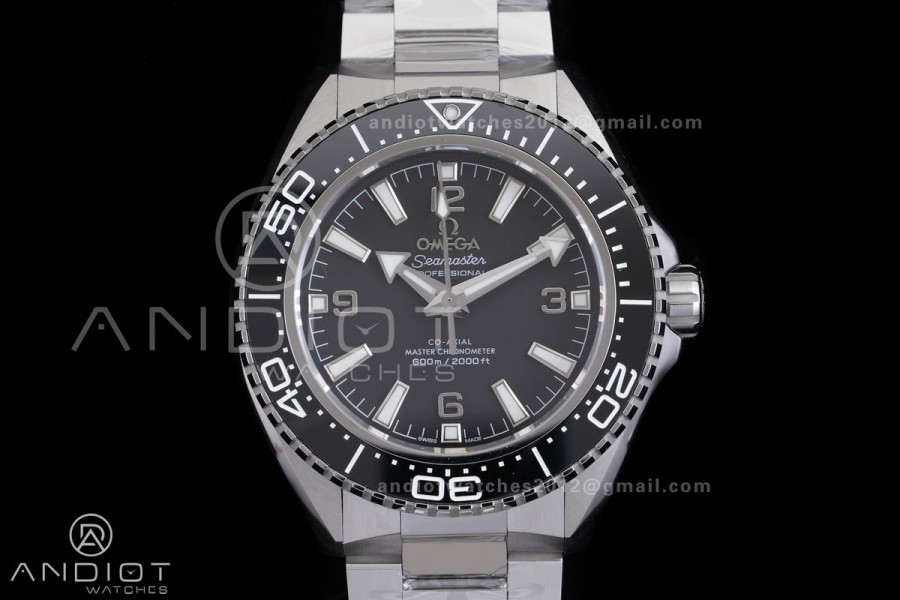 Planet Ocean 600M 42mm SS VS+F 1:1 Best Edition Black Dial Blue Bezel on SS Bracelet A8912