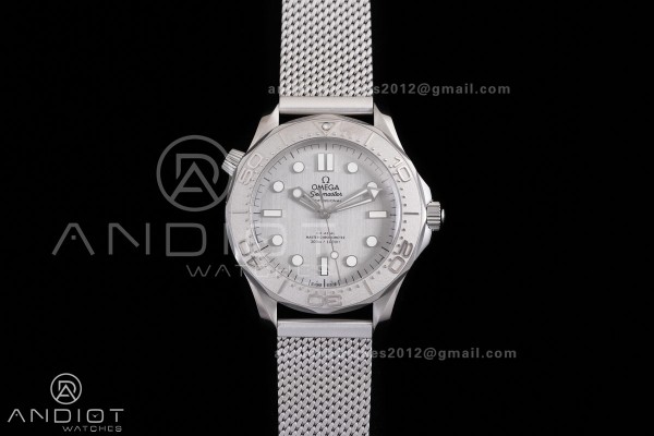 Seamaster Diver 42mm Titanium Bezel SS VSF Best Edition Gray Dial On SS Mesh Bracelet Super Clone 8806