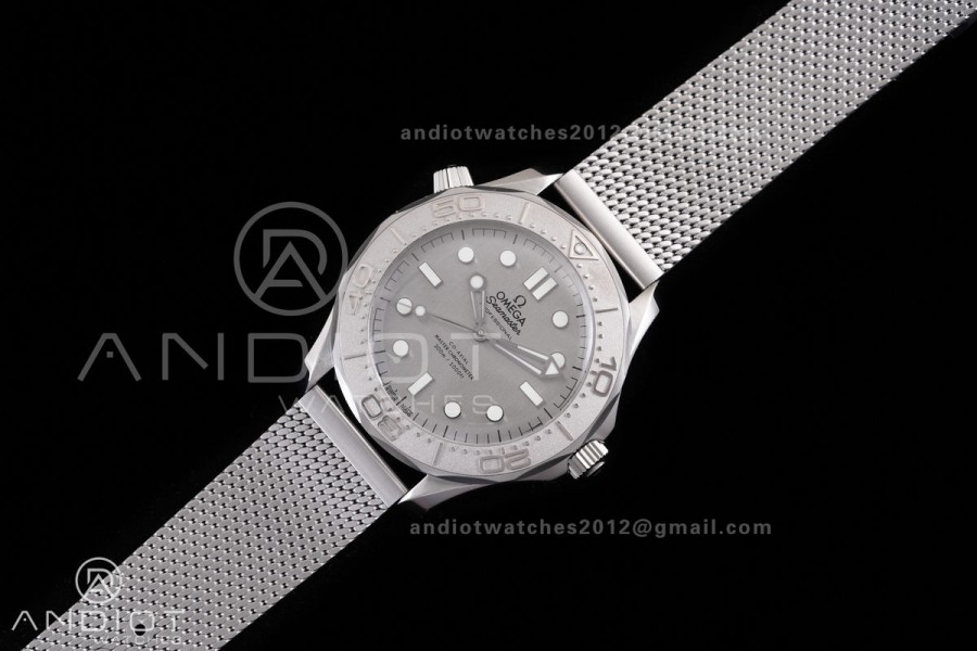 Seamaster Diver 42mm Titanium Bezel SS VSF Best Edition Gray Dial On SS Mesh Bracelet Super Clone 8806
