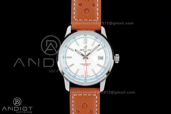 Top Time B31 BLF 1:1 Best Edition White Dial Orange Hand on Brown Leather Strap AB31