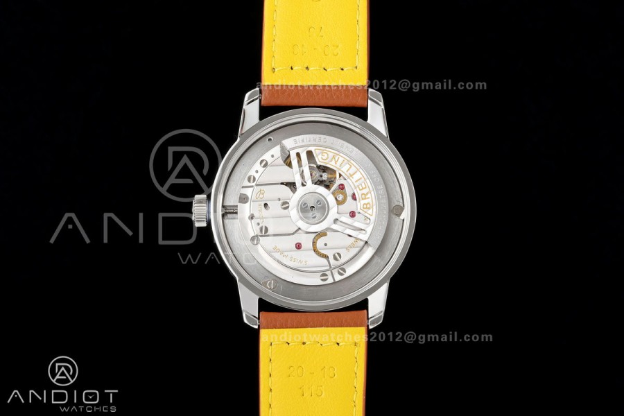 Top Time B31 BLF 1:1 Best Edition White Dial Orange Hand on Brown Leather Strap AB31