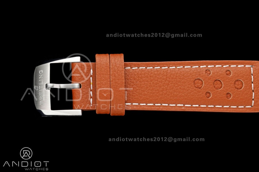 Top Time B31 BLF 1:1 Best Edition White Dial Orange Hand on Brown Leather Strap AB31