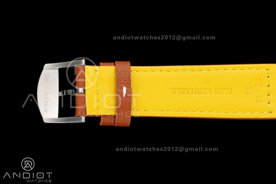 Top Time B31 BLF 1:1 Best Edition White Dial Orange Hand on Brown Leather Strap AB31