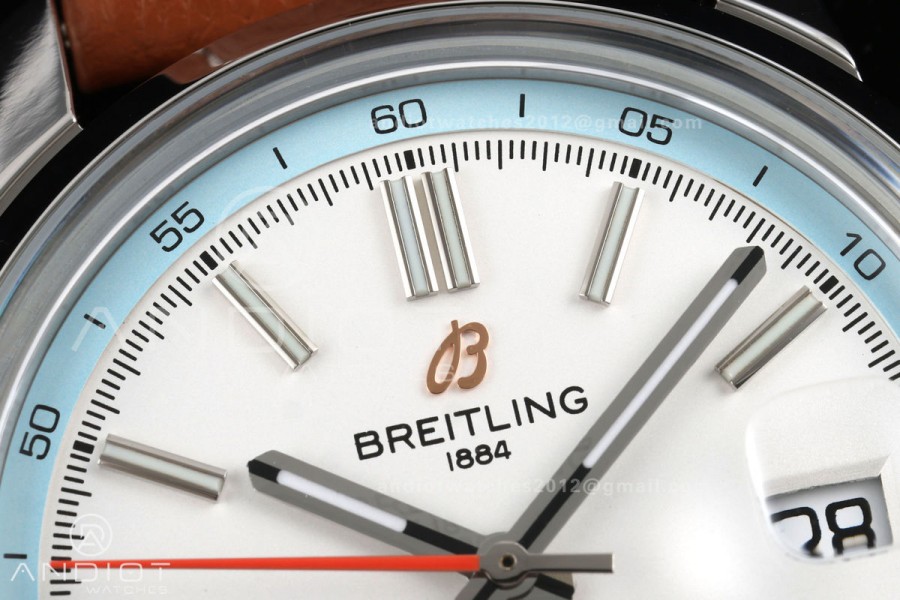 Top Time B31 BLF 1:1 Best Edition White Dial Orange Hand on Brown Leather Strap AB31