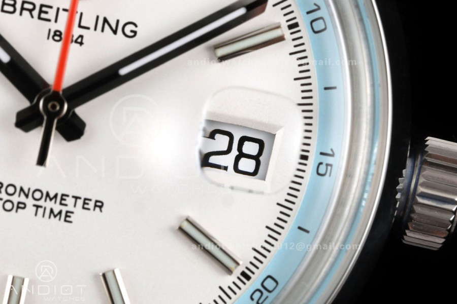 Top Time B31 BLF 1:1 Best Edition White Dial Orange Hand on Brown Leather Strap AB31