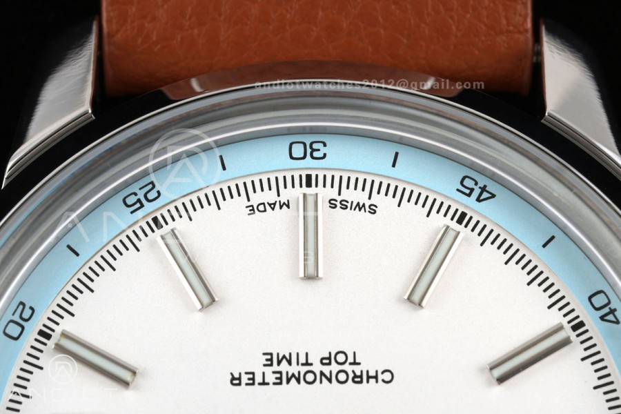 Top Time B31 BLF 1:1 Best Edition White Dial Orange Hand on Brown Leather Strap AB31