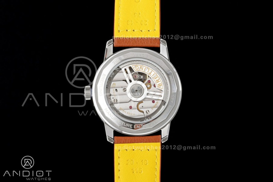 Top Time B31 BLF 1:1 Best Edition White Dial Orange Hand on Brown Leather Strap AB31