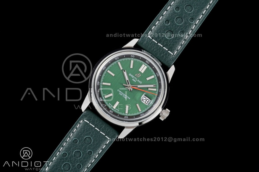 Top Time B31 BLF 1:1 Best Edition Green Dial Orange Hand on Green Leather Strap AB31