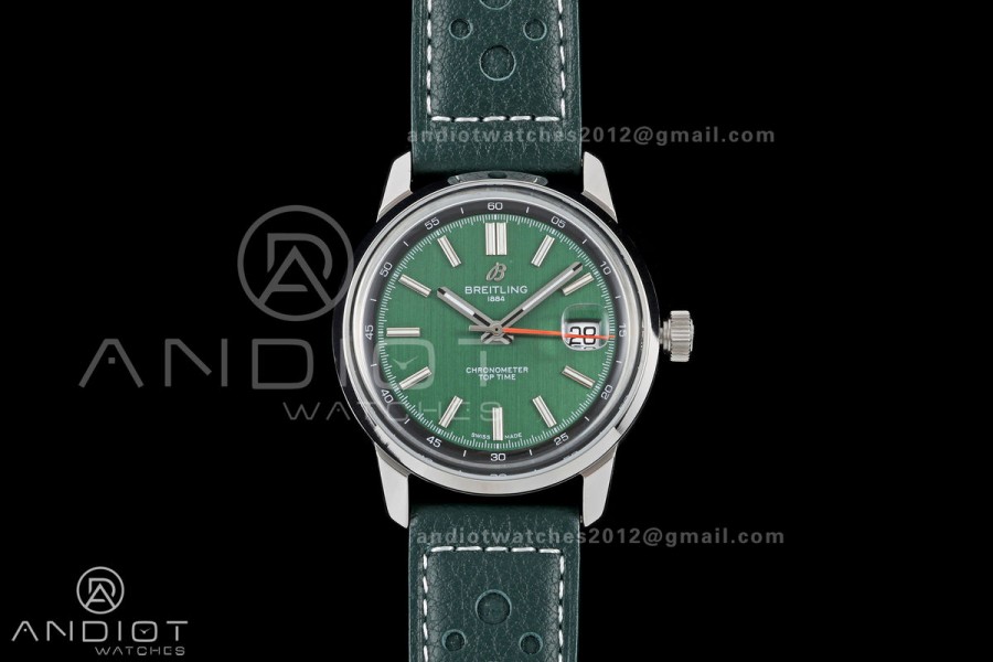 Top Time B31 BLF 1:1 Best Edition Green Dial Orange Hand on Green Leather Strap AB31